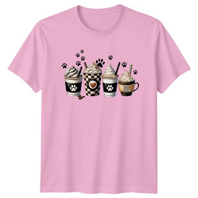 Dog Mom Coffee Lover Paw Prints T-Shirt
