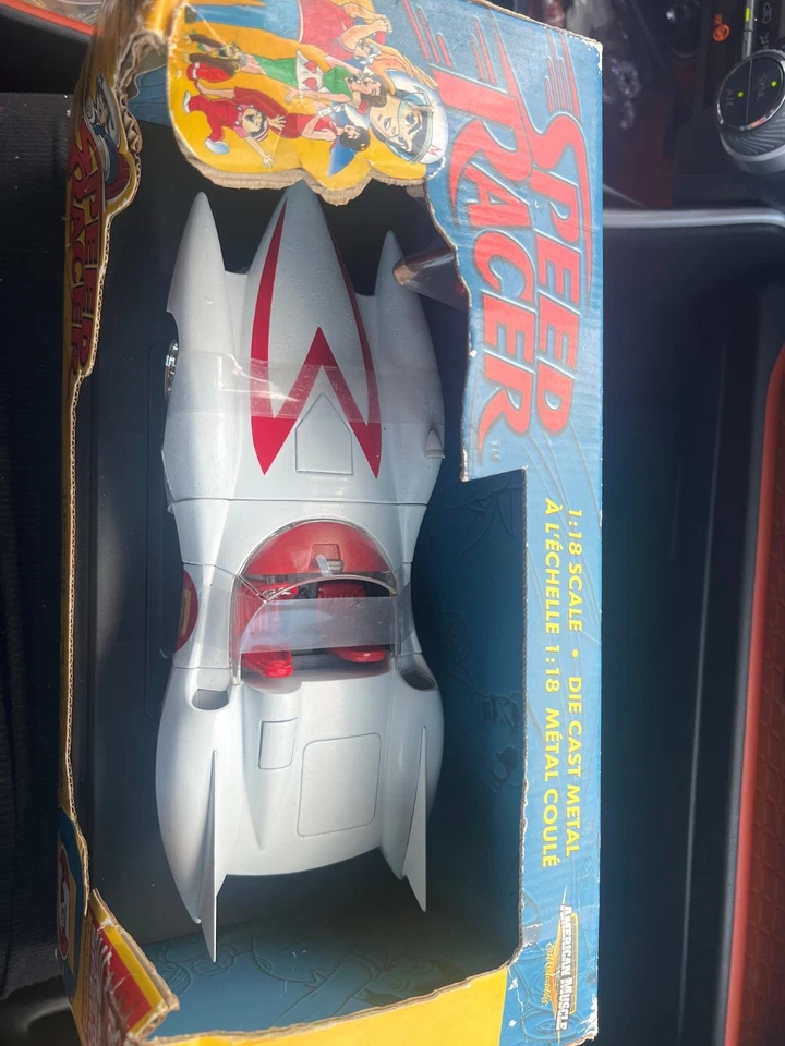 American Muscle Ertl Speed Racer 1/18 Scale Diecast Model Car Mach 5 w Chim Chim - Image 3 of 3