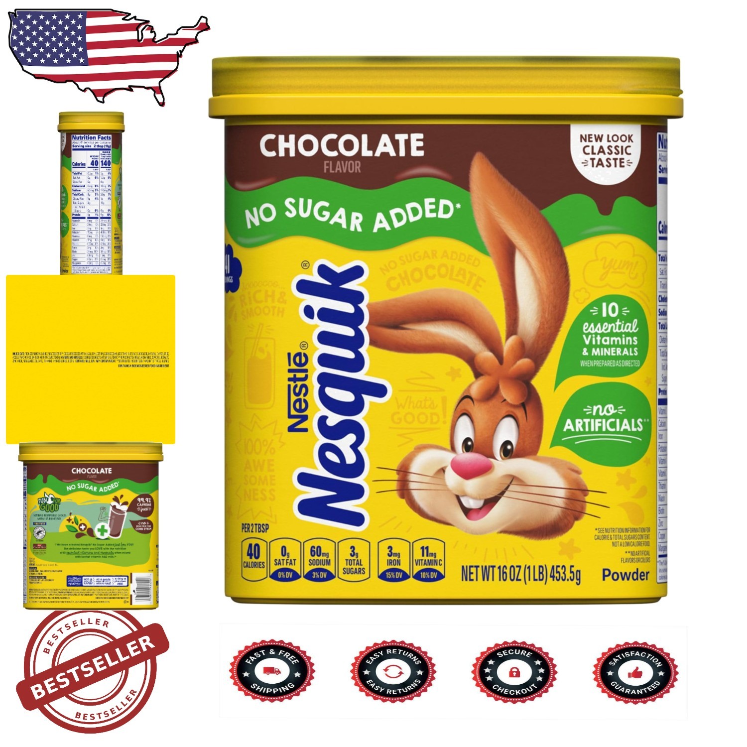 NESTLE 16 oz No Sugar Added Chocolate Mix - Indulge in Guilt-Free Deliciousness