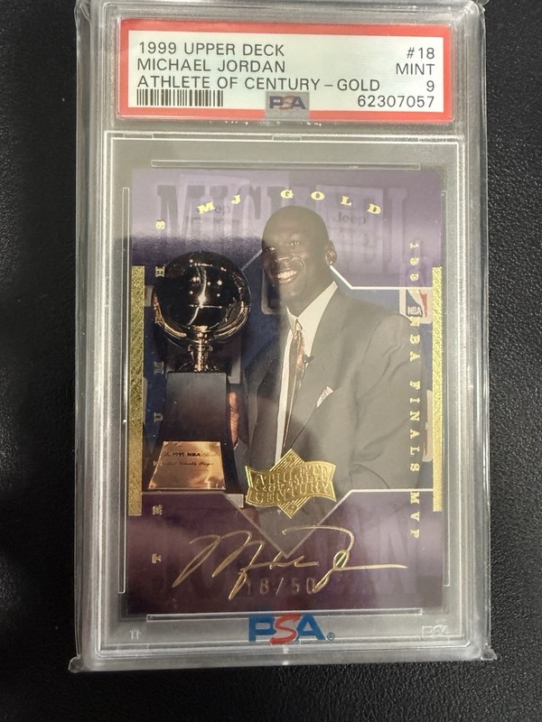 1999 UPPER DECK MJ ATHLETE OF THE CENTURY 18 MICHAEL JORDAN GOLD AUTO /50