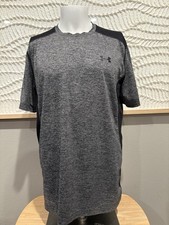 Under Armour Men's Large SS Fitted Lightweight Logo Heat Gear T-Shirt Gray/Black