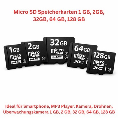 Micro SD Speicher Karte 32GB 64GB 128GB für Smartphone Handy Kamera MP3 Player