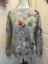 Looney Tunes All Over Print Sweatshirt Medium Unisex Bugs Bunny Crewneck
