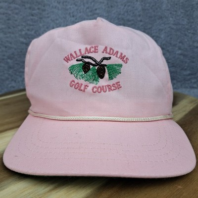 Vintage Wallace Adams Golf Course Hat Cap Strap Back Pink Logo Duckster Made USA