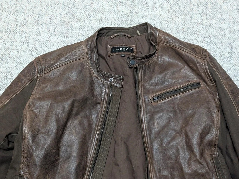 vintage Y2K leather jacket CAFE RACER motorcycle 2XL brown PATINA racing MAD MAX - Image 4 of 4