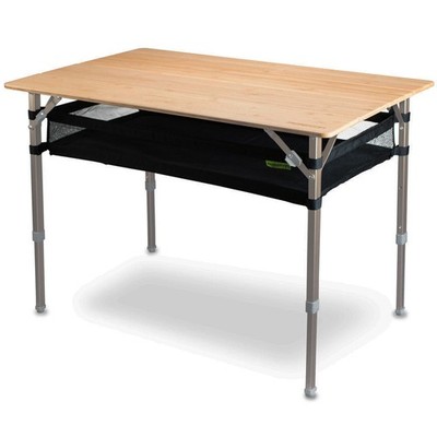 Großer Design Campingtisch mit Bambustischplatte inkl Aufbewahrungsnetz Kitpac