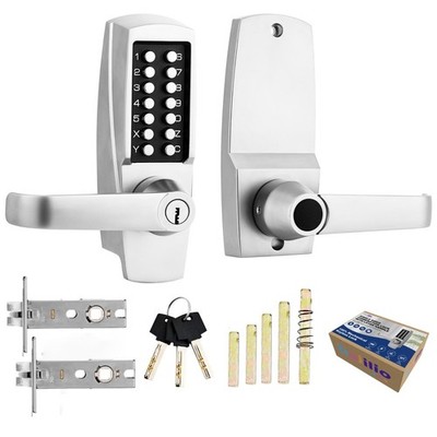 Oojilio Mechanical Entry Keypad Door Handle Lock with Key,Push Button Code Do...
