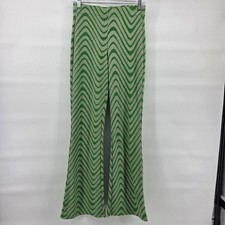 Urban Outfitters Knit Flare Pants Medium Green Wavy Psychedelic Retro 70s Disco
