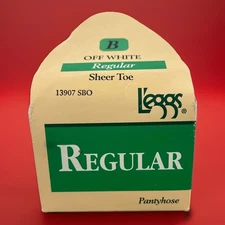 Vintage 1990s L'eggs Off White Sheer Toe Regular Pantyhose Style 13902 Size B