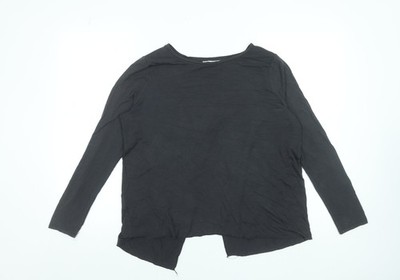 Mango Damen Schwarz Langarm Basic Jersey Top Größe L