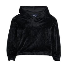 Freshman Kids' Girls Velour Hoodie Sweatshirt Pullover In Black L 12/14 NWT