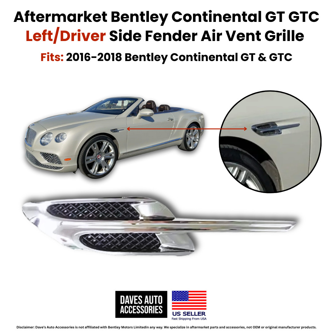 Bentley GT GTC Left Fender Air Vent Grille Driver Side 2016–2018