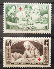 timbre FRANCE 1940 N°459 et 460 CROIX ROUGE