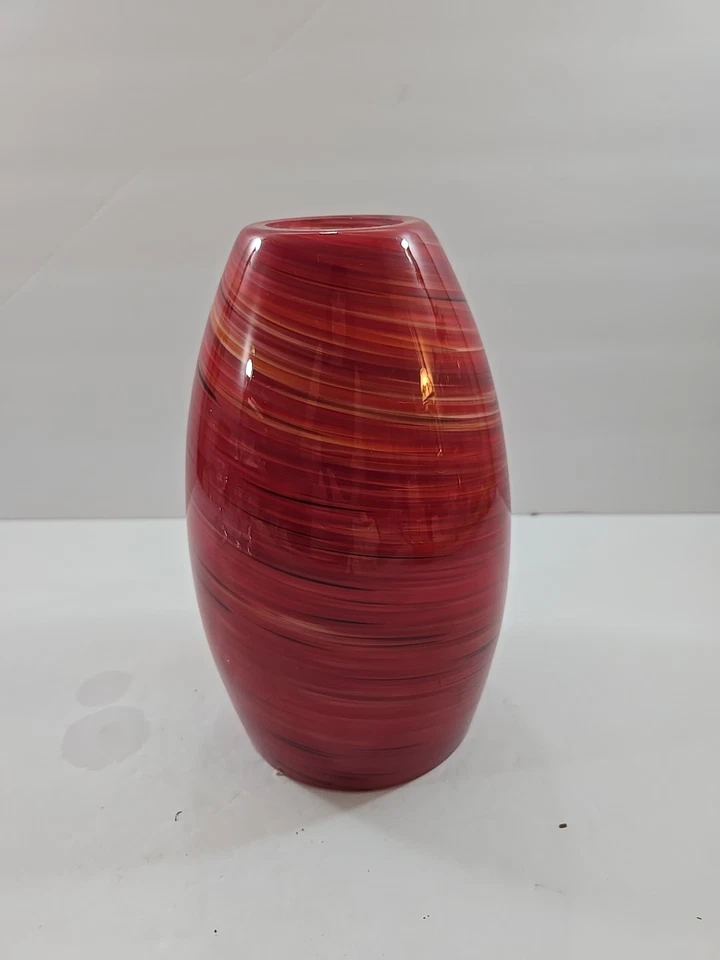 Vintage Red Swirled Art Glass Pendant Light Shade 1-5/8" Fitter 8" Tall - Image 4 of 4