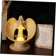Homemory Angel Gifts Praying Sympathy Candleholder Statue Flickering LED Tea 