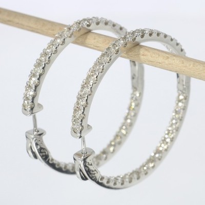 Wert 14.800,- Elegante 5,00 Carat Brillant Damen Creolen Weiß Gold T0237 xxyy