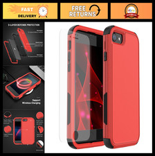 Heavy Duty Shockproof Phone Case for iPhone SE 2022/2020, Rugged 3-in-1 with Gla