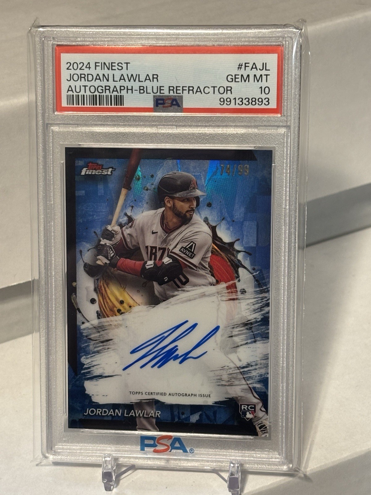 2024 Topps Finest Jordan Lawlar #FA-JL Blue Refractor AUTO /99 PSA 10