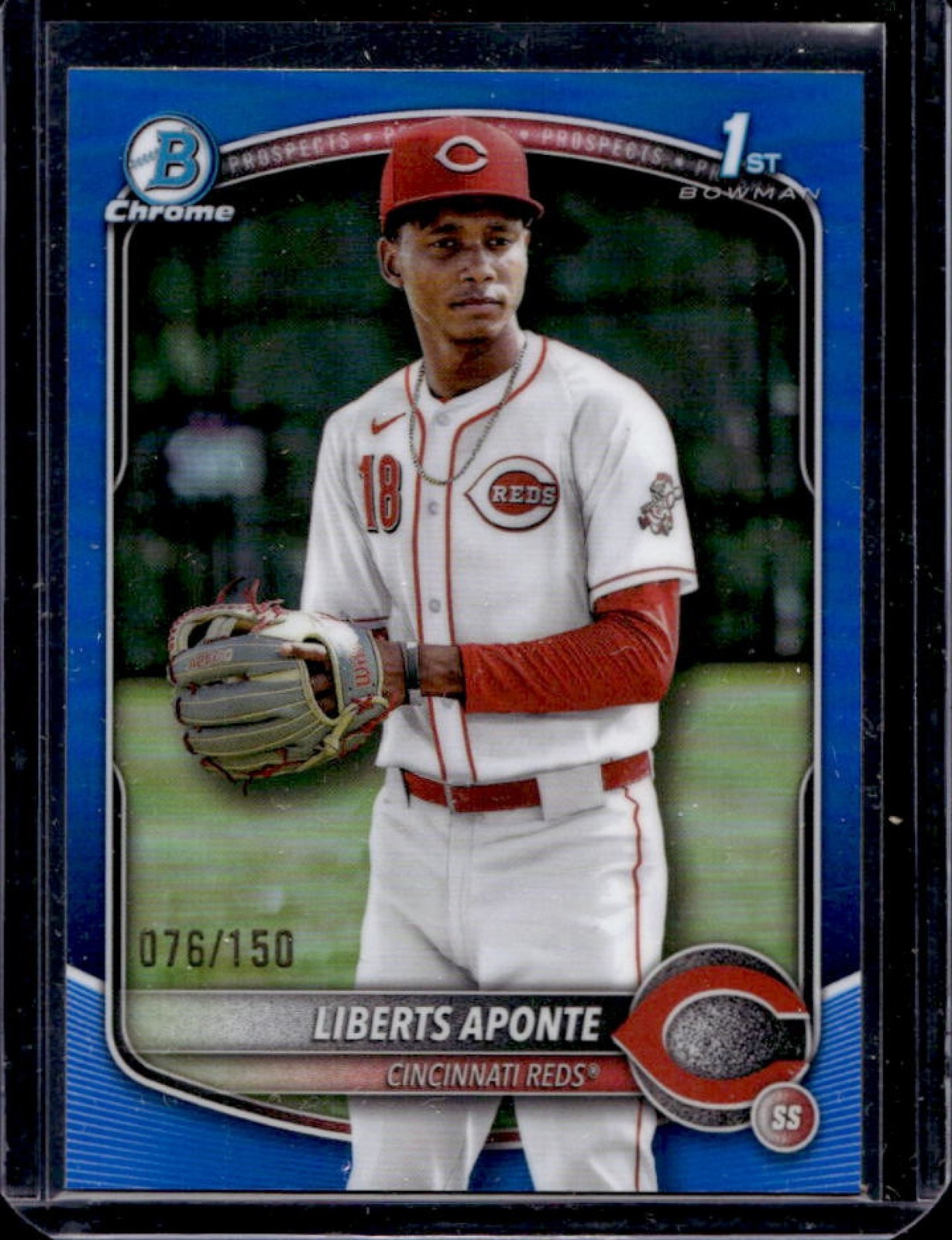 2025 Bowman Chrome Liberts Aponte Blue Refractor 1st Prospect #76/150 Reds