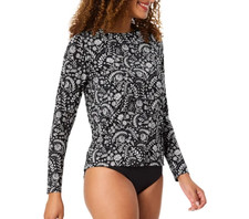 Lands End Womens Sun Shirt UPF 50 Rash Guard Swim Top Long Sleeve Quick Dry New
