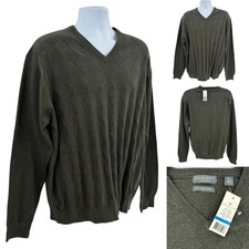 Lyle  Scott Scotland Argyle Print Olive Green V-Neck Sweater Sz. XL NWT