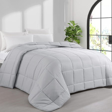 Alaskan King Size Comforter, Light Grey, All Season, Extra Large Duvet