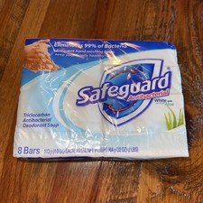 Safeguard White Antibacterial Bar Soap with A Touch Of Aloe Vera 4 Oz 8 Bar Soap