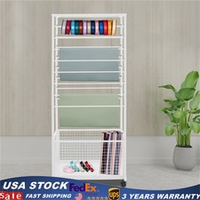 16 Tier Double Sided Ribbon Organizer Large Capacity Ribbon Storage Holder White