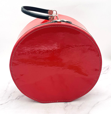 Vintage Munro Zip-O-Niter Carry-All Round Red Pleather Travel Bag Suitcase