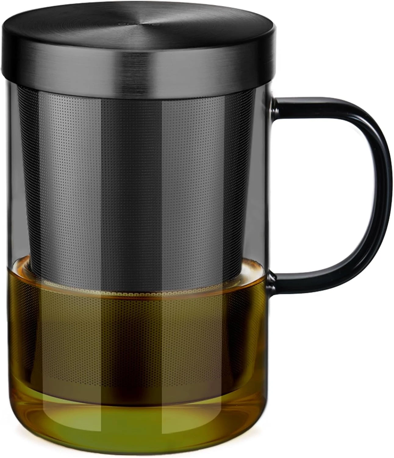 16.9Oz Glass Tea Cup with Infuser and Lid Clear Glass Tea Cup with Removable Sta