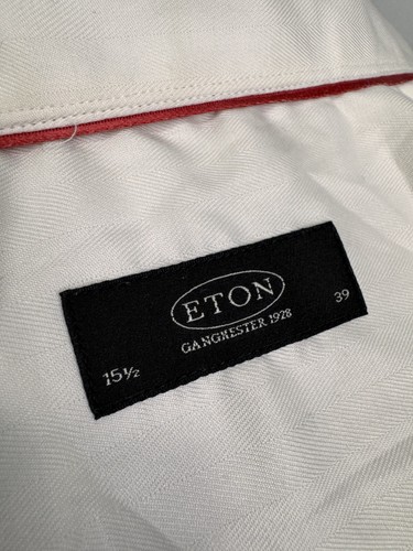 Camisa de vestir ETON Ganghester 1928 blanca elegancia 100 % algodón talla 39 - Imagen 22 de 24