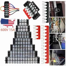 4P/6P/8P/10P Dual Row 600V 15A Screw Terminal Block Terminal Barrier Strip