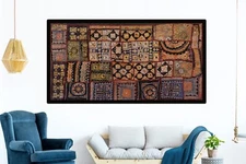 Vintage Embroidered Ethnic Wall Décor Tapestry Fine Zari Hand work Wall Hanging