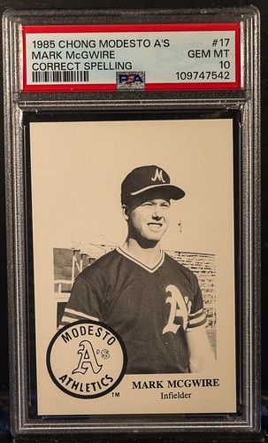 109747542 Mark McGwire 1985 Chong Modesto A's Correct Spelling 17 PSA 10 GEM