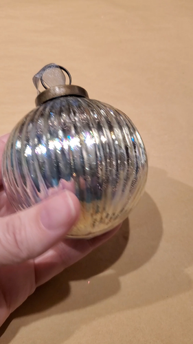 Christmas Ornament Silver 3 inch Ribbed Mercury Glass Ball Holiday Decor - Video 1 of 1