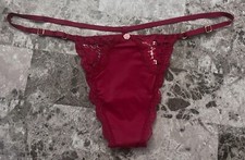 NWT VICTORIA'S SECRET MAROON LACE SMOOTH ROSE ADJUSTABLE STRAP V STRING PANTIES