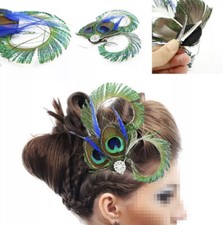 Peacock Feather Fascinator Clip Races Wedding Party Hair Accessories Headband