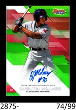 1-2017 BOWMAN'S BEST GREEN REFRACTOR AUTO QUENTIN HOLMES INDIANS 74/99