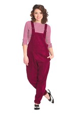 Women's Burgundy Vintage Retro Corduroy Demi Play suit Dungaree BANNED Apparel