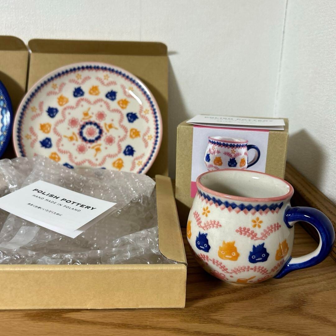 Howl's Moving Castle Polish Pottery Calcifer Mag & Plate Set