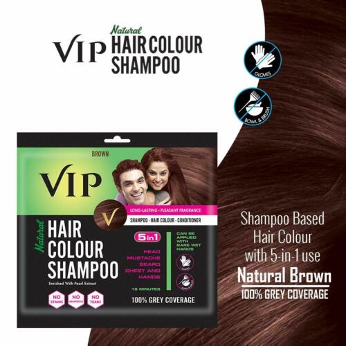 SHAMPOO VIP COLOR CAPELLI, nero/marrone aspetto naturale, (confezione da 5) colore capelli - Foto 16 di 45