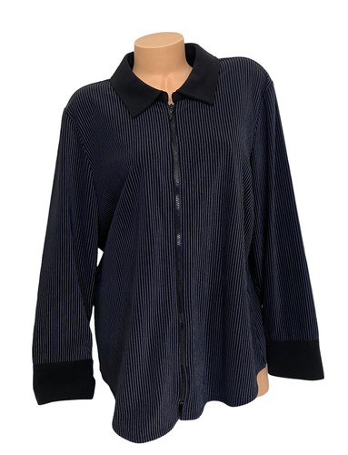 Lane Bryant Women’s Size 18/20 Plus Zip-Up Collared Jacket Striped Coat NEW - Picture 2 of 7