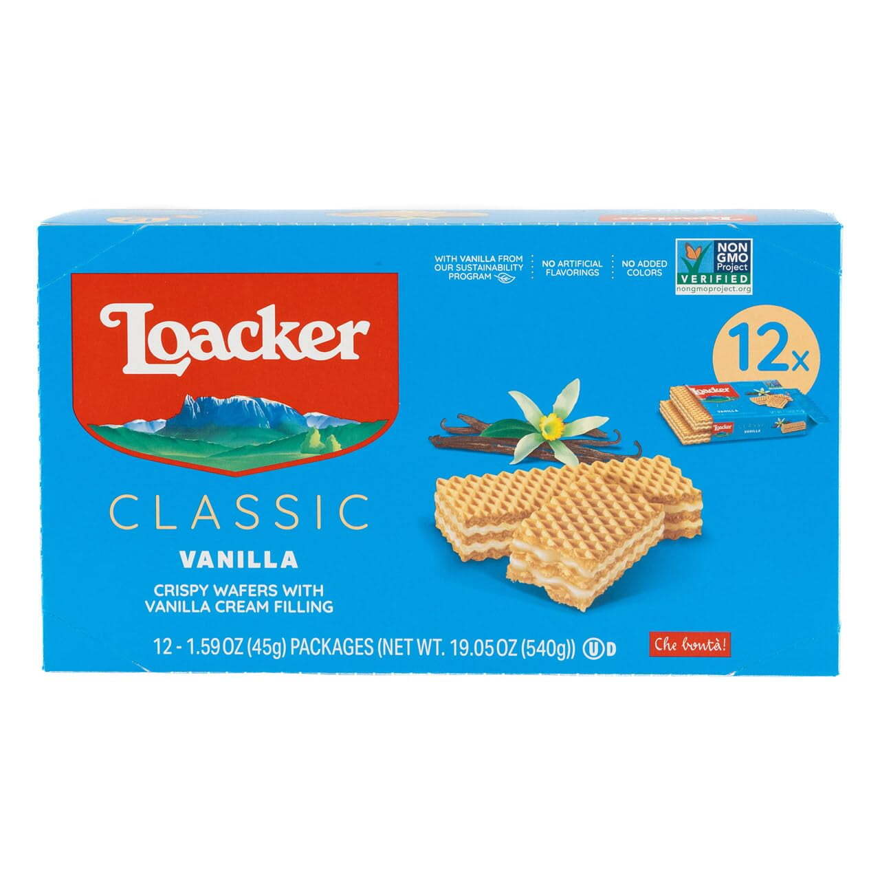 Loacker Classic Hazelnut Wafers, Non-GMO Crème-filled Wafer Snack, 45g/1.59oz,