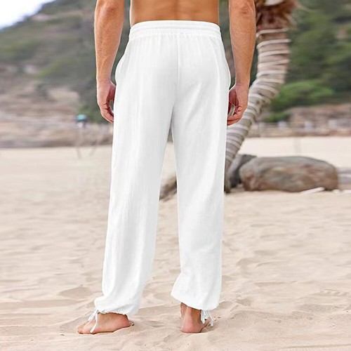 Mens Summer Baggy Harem Pants Wide Leg Elastic Waist Loose Casual Yoga Trousers - Bild 4 von 21