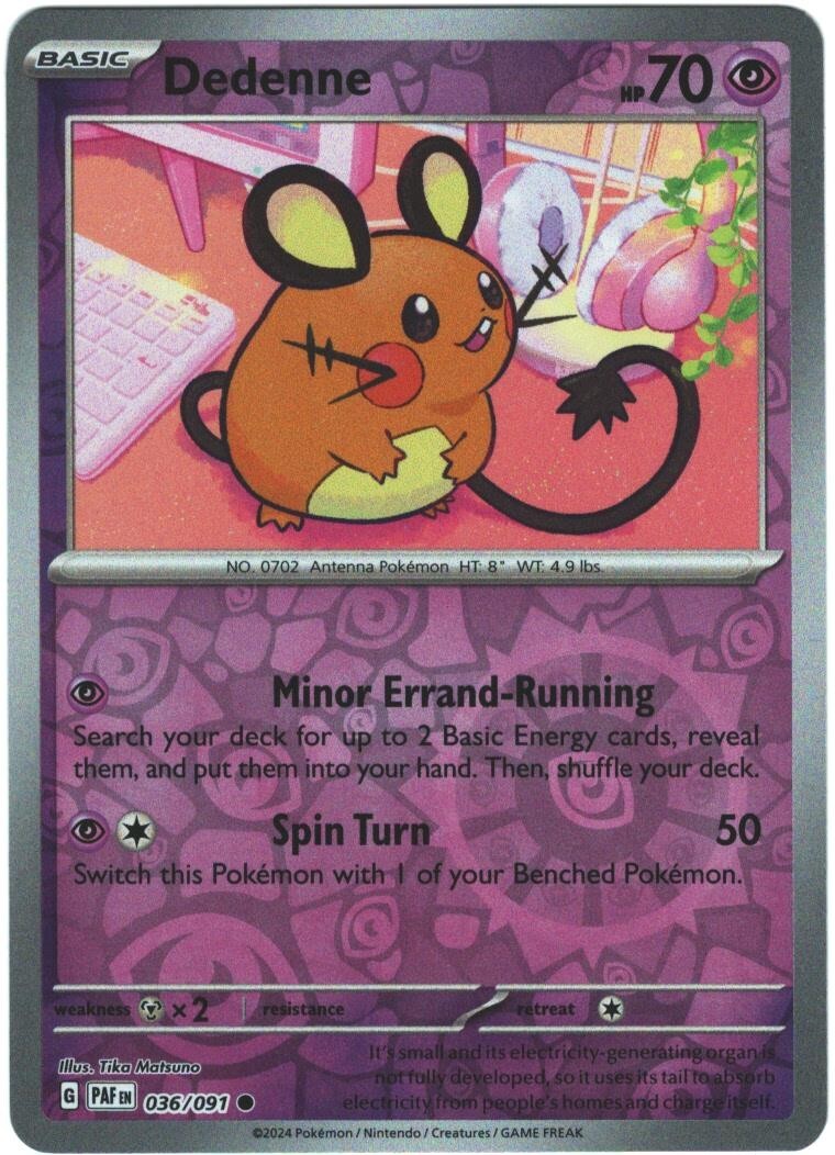 Dedenne 36/91 Paldean Fates Reverse Holo Common Pokémon TCG