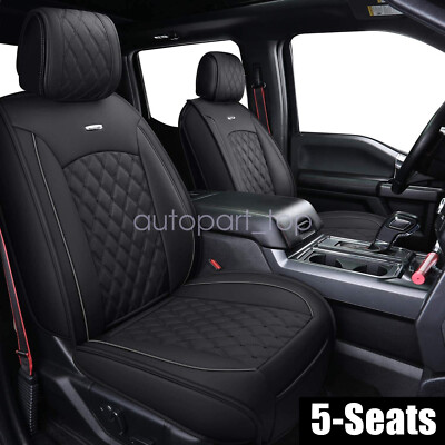 Front & Rear Leather Seat Cover Full Set For 2009-2022 Ford F150 F250 Crew Cab