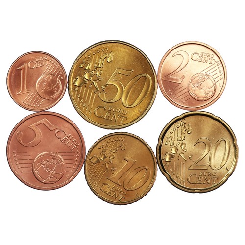 Lot 6 monnaies euros UNC 2002 (1, 2, 5, 10, 20, 50 centimes d'euro) divers pays - Imagen 2 de 2