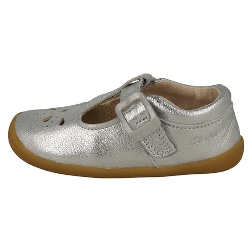 Clarks Girls 'Roamer Star (20)' Leather T-Bar First Shoe Pre Walkers - Picture 16 of 18