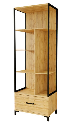 Bookshelf vertical shelf 70x42x200cm wotan oak black de-