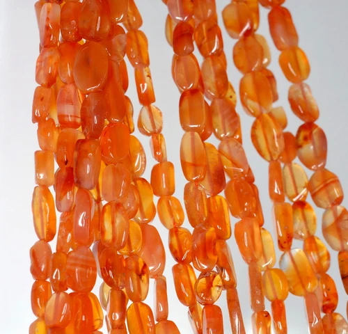 6X4-10X6 MM ROTER KARNEOL EDELSTEIN ROT ORANGE KIESEL NUGGET LOSE PERLEN 14 Zoll - Bild 4 von 4